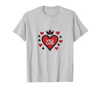 Wild Card Regina di Cuori Poker Casino Gambler Royal Maglietta, Uomo, Argento, 3XL
