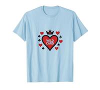 Wild Card Regina di Cuori Poker Casino Gambler Royal Maglietta, Uomo, Celeste, XL