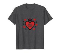 Wild Card Regina di Cuori Poker Casino Gambler Royal Maglietta, Uomo, Grigio Scuro, L