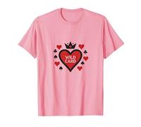 Wild Card Regina di Cuori Poker Casino Gambler Royal Maglietta, Uomo, Rosa, L