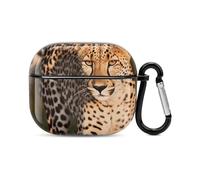 Wild Cheetah - Custodia per auricolari Bluetooth, protezione completa, antiurto, custodia rigida con supporto per ricarica wireless con portachiavi, regalo personalizzato per AirPods 3
