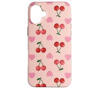 Wild Cherries Hearts Pattern Cherry Red Custodia per iPhone 16 Plus