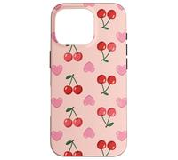 Wild Cherries Hearts Pattern Cherry Red Custodia per iPhone 16 Pro