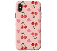 Wild Cherries Hearts Pattern Cherry Red Custodia per iPhone X/XS