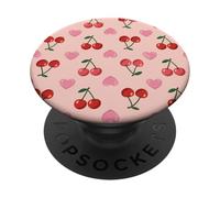 Wild Cherries Hearts Pattern Cherry Red PopSockets PopGrip Adesivo