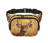 Wild Deer Print Square Double Layer bag Marsupio Trendy Pack Travel Bag con Bel Regolabile, nero, Taglia unica