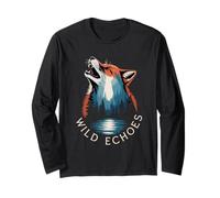 Wild Echoes Howling Wolf Foresta Riflessione Maglia a Manica