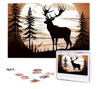 Wild Elk Silhouette Jigsaw Puzzle 1000 pezzi in legno puzzle personalizzato immagine puzzle puzzle personalizzato per matrimonio adulto