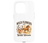 Wild Flowers And Wild Horses Western Watercolor Graphic Custodia per iPhone 15 Pro
