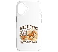 Wild Flowers And Wild Horses Western Watercolor Graphic Custodia per iPhone 16