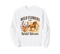 Wild Flowers And Wild Horses Western Watercolor Graphic Felpa