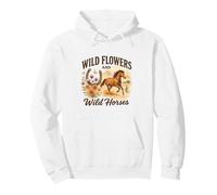 Wild Flowers And Wild Horses Western Watercolor Graphic Felpa con Cappuccio