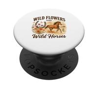 Wild Flowers And Wild Horses Western Watercolor Graphic PopSockets PopGrip Adesivo