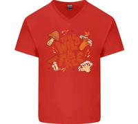 Wild & Free Mushroom Foraging Nature Uomo V-Neck Cotton T-Shirt