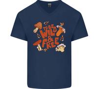 Wild & Free Mushroom Foraging Nature Uomo V-Neck Cotton T-Shirt