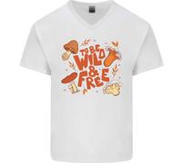 Wild & Free Mushroom Foraging Nature Uomo V-Neck Cotton T-Shirt