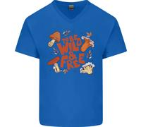 Wild & Free Mushroom Foraging Nature Uomo V-Neck Cotton T-Shirt
