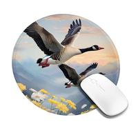 Wild Geese Fly Tappetino per mouse in gomma antiscivolo da 8 pollici, superficie rotonda comoda per ufficio, giochi e studio, 2 pezzi