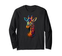Wild Giraffe Art Vibrante Safari Design Realistico Animale Maglia a Manica