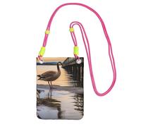 Wild Goose By The Bridge, borsetta da donna per cellulare, custodia a portafoglio con tracolla fucusia
