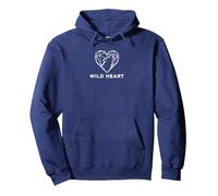 Wild Heart Geometrico Lupo Natura Amante Felpa con Cappuccio, Unisex per Adulti, Navy, L