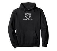 Wild Heart Geometrico Lupo Natura Amante Felpa con Cappuccio, Unisex per Adulti, Nero, L
