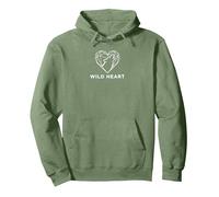 Wild Heart Geometrico Lupo Natura Amante Felpa con Cappuccio, Unisex per Adulti, Verde Salvia, L