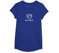 Wild Heart Geometrico Lupo Natura Amante Maglietta, Ragazze, Blu Reale, XS