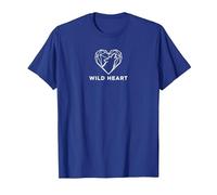 Wild Heart Geometrico Lupo Natura Amante Maglietta, Uomo, Blu Reale, L