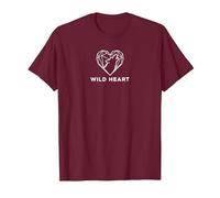 Wild Heart Geometrico Lupo Natura Amante Maglietta, Uomo, Bordeaux, L