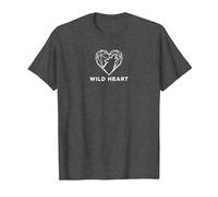 Wild Heart Geometrico Lupo Natura Amante Maglietta, Uomo, Grigio Scuro, L