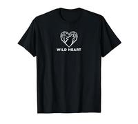 Wild Heart Geometrico Lupo Natura Amante Maglietta, Uomo, Nero, XL
