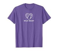 Wild Heart Geometrico Lupo Natura Amante Maglietta, Uomo, Viola mélange, XL