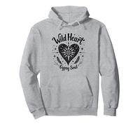 Wild Heart Gypsy Soul Bohemian Spirit Celestial Felpa con Cappuccio, Unisex per Adulti, Grigio Melange, XL