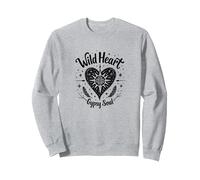 Wild Heart Gypsy Soul Bohemian Spirit Celestial Felpa, Unisex per Adulti, Grigio Melange, L