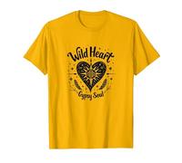 Wild Heart Gypsy Soul Bohemian Spirit Celestial Maglietta, Uomo, Oro Brillante, XL
