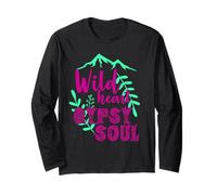 Wild Heart Gypsy Soul Boho Mountain Nature Design Maglia a Manica
