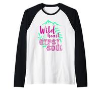 Wild Heart Gypsy Soul Boho Mountain Nature Design Maglia con Maniche Raglan