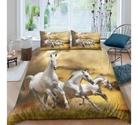 Wild horses gallopingcopripiumino ultra microfibra Set di 3 Pezzi stampa 3D con cerniera Dynamic animal art Set Di Copripiumino con federe traspirante morbida for adolescenti Super king（260x220cm）