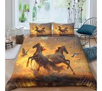 Wild horses gallopingSet Di Copripiumino 3 Pezzi stampa 3D con cerniera Dynamic fantasy copripiumino con federa soffice ultra morbido e traspirante for bambini adulti ragazzi Super king（260x220cm）