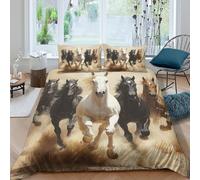 Wild horses gallopingSet Di Copripiumino microfibra 3 Pezzi stampa di 3D cerniera nascosta Dynamic equine art copripiumino con federe traspirante ultra morbido for coppie Super king（260x220cm）