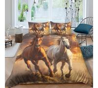 wild horses gallopingSet Di Copripiumino morbida 3 pezzi motivo 3D con cerniera fantasy art style copripiumino incluso federe aiosa ultra morbido e traspirante for bambini Super king（260x220cm）