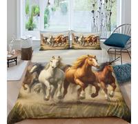 Wild horses gallopingSet Di Copripiumino morbida microfibra 3 Pezzi stampa di 3D con cerniera Western art style copripiumino incluso federe aiosa ultra morbido for ragazze Super king（260x220cm）