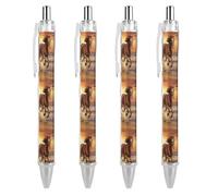 Wild Horses Running on the Beach - Penna a sfera con stampa divertente, retrattile, fusto rotondo, punta fine, 0,5 mm, 4 pezzi, come da immagine 1