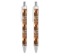 Wild Horses Running on the Beach - Penna a sfera con stampa retrattile, fusto rotondo, punta fine, 0,5 mm, 1/2/4 pezzi