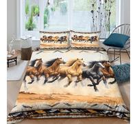 Wild horses runningcopripiumino morbida microfibra Set di 3 Pezzi stampa 3D cerniera nascosta Western Art Set Di Copripiumino incluso federe per cuscini aiosa for adulti Super king（260x220cm）