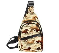 Wild Horses - Zaino a tracolla, Multicolore 01, 11.8x7x1.5in/30x18x4cm