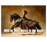 Wild im Herz, weich in der Hand (Wandkalender 2026 DIN A2 quer), CALVENDO Monatskalender: Ein Jahr für Reiterseelen und Kunstliebhaber