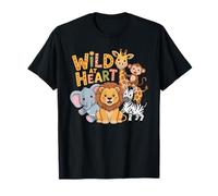 Wild Jungle Cuore Carino Animali Safari Bambini Maglietta