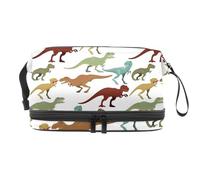 Wild Jurassic T-Rex Dinosaur - Trousse per cosmetici a doppio strato, per donne e ragazze, borsa da viaggio per trucchi e trucchi, pratica borsa organizer con scomparto per pennelli, Multi, 27x15x14
